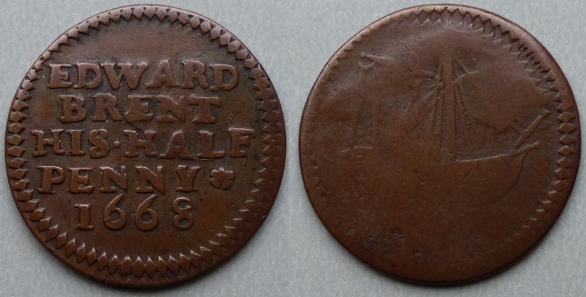 Pickle Herring Stairs, Edward Brent 1668 halfpenny Pickle Herring Stairs, Edward Brent 1668 halfpenny